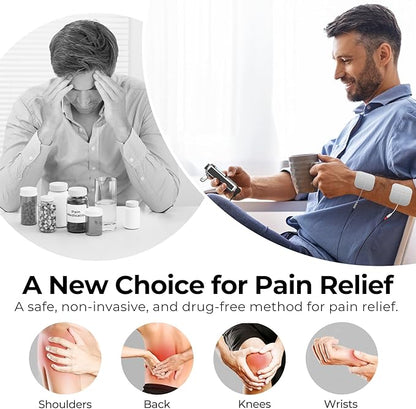 AUVON Rechargeable Digital TENS Unit Muscle Stimulator with 600 mAh Battery, TENS Machine with 8 Customizable Modes, Electric Massager for Shoulder, Back Pain Relief, 6 TENS Pads, A Carry Case