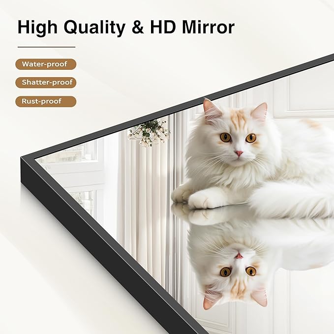40x48inch Black Bathroom Mirror, Black Rectangle Mirror with Frame, Large Rectangular Wall Mirrors for Bathroom, Living Room, Hair Salon, Big Farmhouse Mirror Hang Horizontal/Vertical