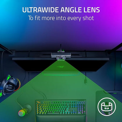 Razer Kiyo V2 Streaming Webcam: 4K 30 FPS, 1080p 60 FPS - AI Powered Auto-Framing - Built-in Microphone - Ultrawide Angle Lens - Privacy Cover - Works with OBS, Xsplit, Discord, Zoom, Teams - Black