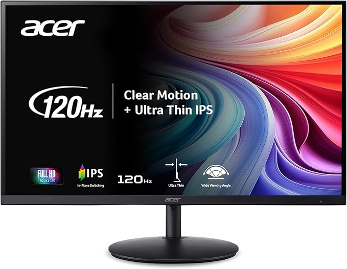 Acer SH272 G0bih 27" IPS Full HD (1920 x 1080) Ultra-Thin Gaming Office Monitor | Adaptive-Sync Support (FreeSync Compatible) | Up to 120Hz Refresh | 1ms (VRB) | Adjustable Stand | HDMI & VGA Ports