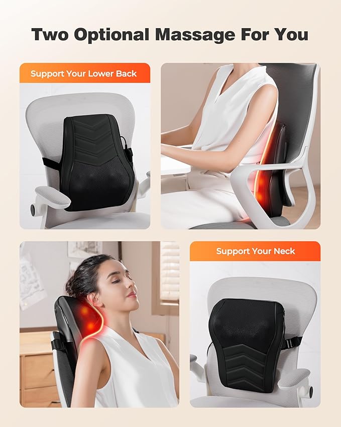 OMASSA Shiatsu Neck Massager with Heat, 3D Kneading Back Massage Pillow for Pain Relief, Massagers for Neck and Back, Shoulder, Leg, Gifts for Men Women Mom Dad, Stress Relax at Home Office and Car