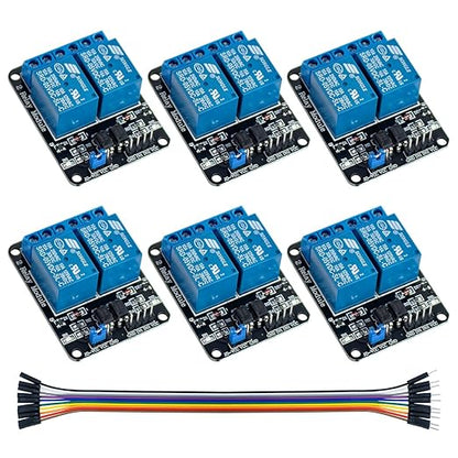 Hosyond 6Pack 2 Channel DC 5V Relay Module with Optocoupler Relay Board for Arduino Raspberry Pi MEGA2560