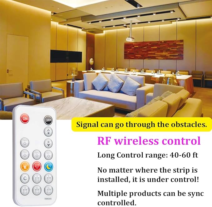 WOBANE LED Strip Lights 32.8ft Warm White, Dimmable Light Strip Kit with Remote and ETL Listed Power Supply, 600 LEDs Supper Bright Tape Lights for Room, Kitchen, Bed, Under Cabinet, Wardrobe, 3000K