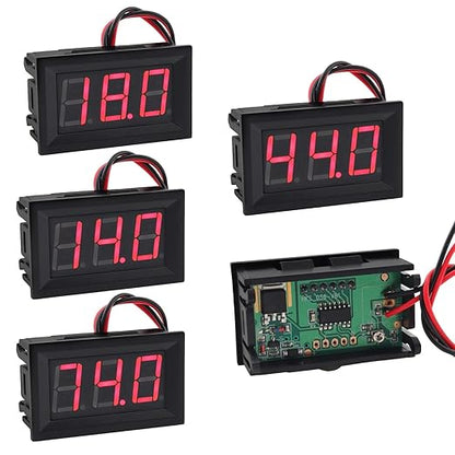 DiGiYes 5 Pack DC 5-120V Digital Mini Voltmeter 2 Wire 0.56 inch LED Display Panel Voltage Meter for Car Motorcycle Battery Monitor (Red)