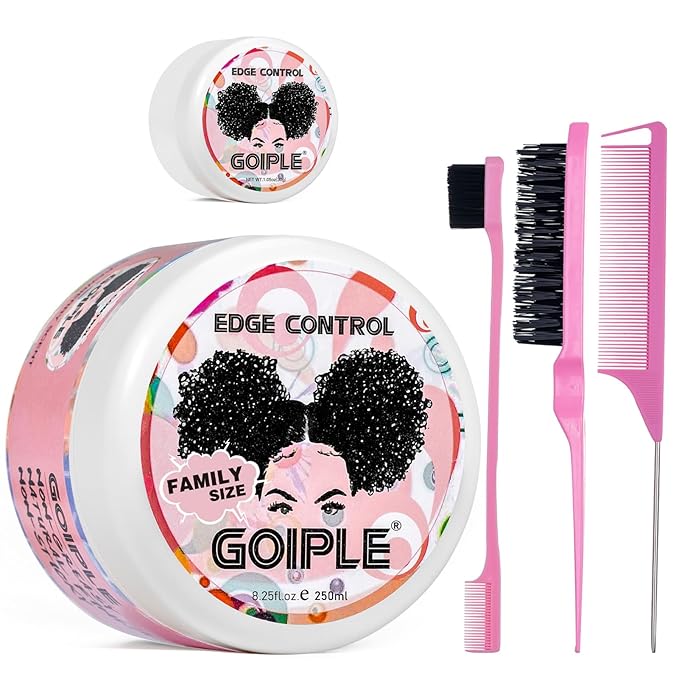 8.25 OZ Edge Control Wax for Women Strong Hold Non-greasy Edge Smoother, Edge Control for Back Hair Extreme Hold Pack, Hair Gel for All Hair Types, No Flaking, Extra Hold Water-based Edge Stay Gel Set