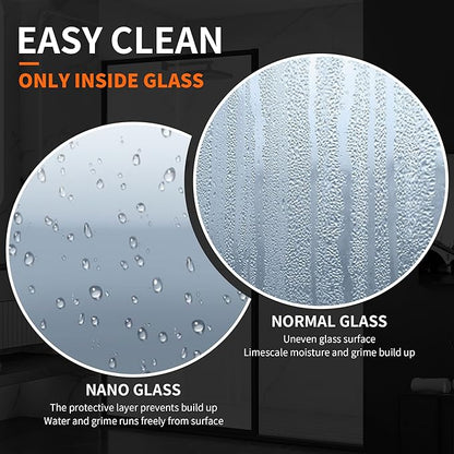 Shower Door 34" X 74" Clear Tempered Fluted Glass Framed Shower Screen Shower Panel for Walk-in Bathroom Shower, Matte Black Finish