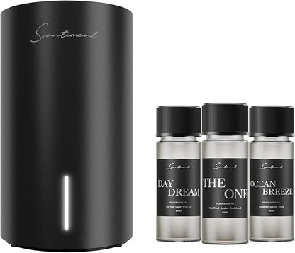 Scentiment Mini V2 LE Diffuser Discovery Kit Limited Edition – Smart Portable Cold-Air Diffuser with Wi-Fi & Touch Controls, Long Battery Life – Includes 3 Luxury Oils (20ml) - Black