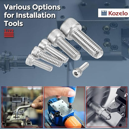 Kozelo 20pcs Socket Head Cap Screws - [M2.5-0.45 x 10mm] 304 Stainless Steel Allen Socket Drive for Electrical Motor 3D Printing Fan Engine Replacement Use, Silver