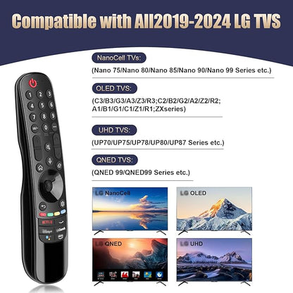 Replacement Voice Remote Control for LG Smart TVs 2019–2024, Compatible with Magic Remote AN-MR20/21/22/23/24GA with Pointer, 2-Year Warranty