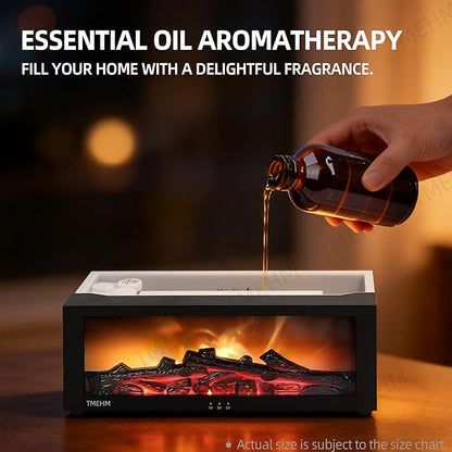 Fireplace Flame Air Diffuser Humidifier,7 Colors Aromatherapy Essential Oil Diffuser,Ultrasonic Aroma Humidifier with Timer for Home,Bedroom,Office,Yoga (Black, L)