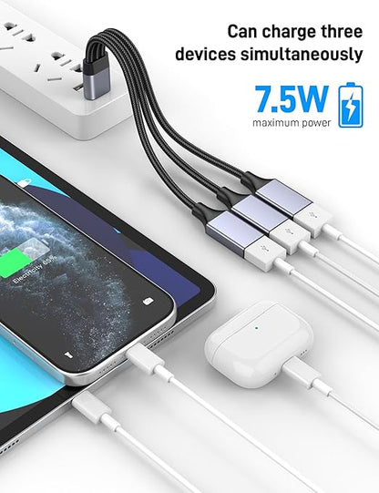 KAYQINHO USB Y Splitter 1 in 3 Out, USB Male to 3 Female Cable for PC, Tablet, Laptop, MacBook, Keyboard, PS4, PS5, Mouse, FlashDrive, LED, Etc.