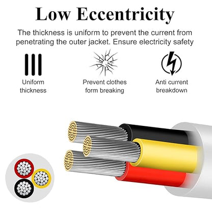 20 Gauge 3 Conductor Electrical Wire, 16.4 FT Low Voltage 20/3 Tinned Copper Stranded 3 Wire Cable, 20 AWG White Flexible Extension Power Cord for Automotive, LED Lamp, Outdoor Landscape Lighting Etc