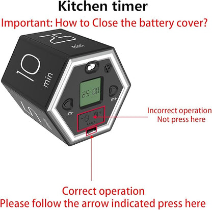 Timer,kitchen timers,magnetic digital visual pomodoro cube countdown timer,1,5,10,25,30,60 min desk productivity flip timers for classroom cooking baking fitness study,easy for seniors & kids