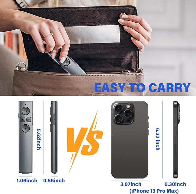 Presentation Clicker Wireless Presenter Remote Clicker, Clicker for Powerpoint Presentations,2-in-1 USB A/USB C Powerpoint Clicker for Google Slide Advancer & Volume Control, Presenter Remote for Mac