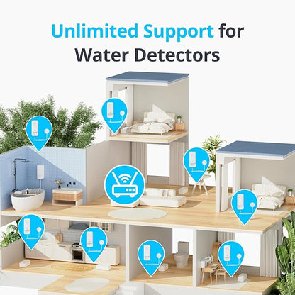 SwitchBot WiFi Water Leak Detector, Smart Water Sensor with 100dB Adjustable Alarm&App Alerts, IP67 Waterproof, Detector for Home with Cable, No Hub Required (Support 2.4G) (White, Pack, 1)