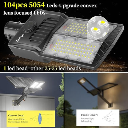 Ofuray Of-10600w Solar Street Lights Outdoor,750000lm Solar Security Flood Lights Parking Lot Commercial with Motion Sensor, 6500k IP67 Street Dusk to Dawn with Remote Control for Street,Park,Barn