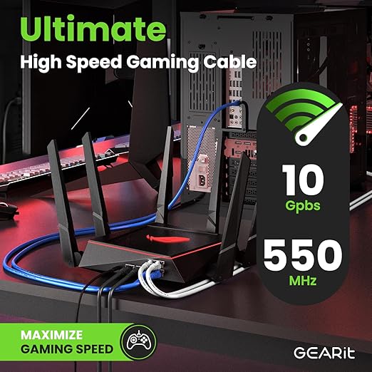 GEARit Cat 6 Ethernet Cable Pack - 10-Pack 3 ft Cat6 Ethernet Patch Cables | RJ45 Network Patch Cable, 10 Gbps Snagless Gold-Plated Connectors - Ethernet Cable Cat 6 for PC, TV, Router - Black