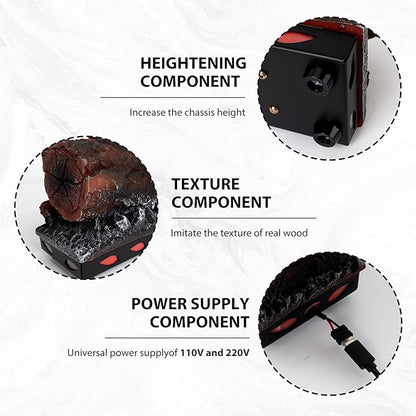 Electric Fireplace Logs Realistic Flame Effect with Candle LED Flame Light USB Powered Electric Fireplace Insert Log Remote Control Home Decoration 16 Inches