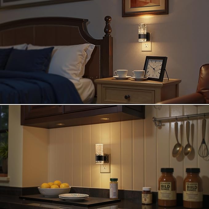 Briignite Night Light, Dimmable Night Lights Plug into Wall, LED Night Light with 0-100 LM Adjustable Brightness, 3000K Automatic Plug in Night Lights with Dusk to Dawn Sensor, for Bathroom Hallway