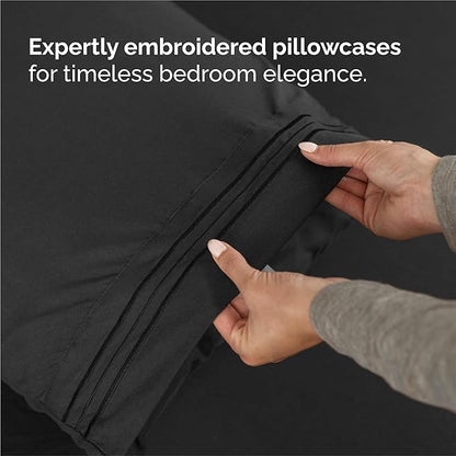 King Size 4 Piece Sheet Set - Comfy Breathable & Cooling Bed Sheets Set - Hotel Luxury Bedding for Women, Men, Kids, Teens, Boys & Girls - Deep Pockets, Ultra-Soft and Wrinkle Free - Oeko-Tex - Black