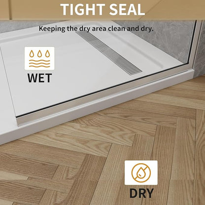 Shower Glass Panel 36" W * 76" H, Semi-Framed Glass Screen, Single Panel, 3/8" (10mm) Tempered Glasss, Shower Wall Panels, Fixed Screen for Bathroom - Bright Chrome