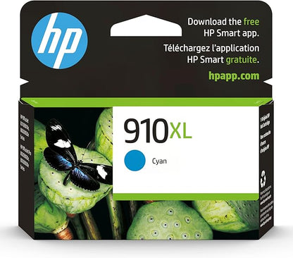 HP 910XL Cyan High-Yield Ink Cartridge | Works with OfficeJet 8010, 8020, Pro 8020, 8030 | Eligible for Instant Ink | 3YL62AN