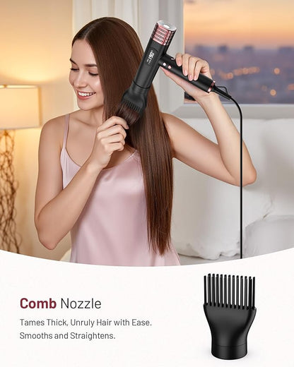 MESCOMB Travel Hair Dryer with Diffuser, 1875W Dual Voltage Ionic - Fast Drying & Frizz Control for Thick/Curly Hair, Lightweight Low Noise for Hotels/Apartments/Home Use, Worldwide Travel (110-240V)
