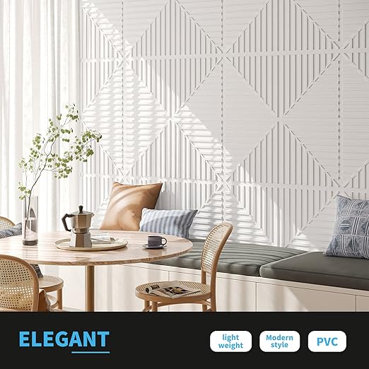 Art3d 12-Pack Drop Ceiling Tiles 2x2 FT, PVC 3D Textured Panels for Interior Wall Decor Living Room Bedroom Office, 24x24 Inch, White