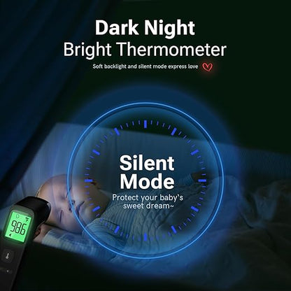 Forehead Thermometer for Adults and Kids, Fast Accurate Thermometer with Fever Alarm, 1S Reading & Silent Mode, Easy to Use for Baby, Kids & Elderly (Black)