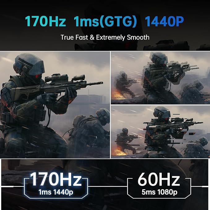 KTC 27'' 2K 170Hz Gaming Monitor - Fast IPS 1ms GTG Pc Monitor with FreeSync G-Sync, HDMI/DP/USB Ports, Height/Tilt/Swivel/Pivot Adjust, 131% sRGB and 97% DCI-P3 Color Gamut for Vertical Monitor