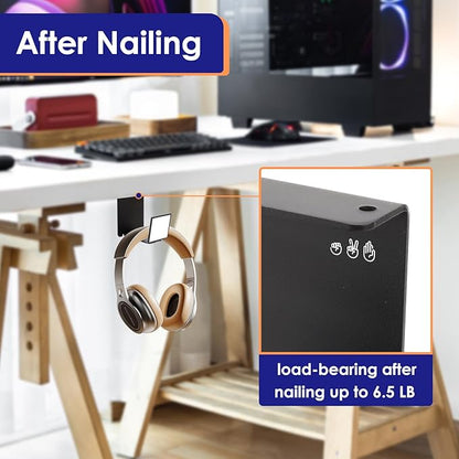 VKheroKV HC128 Headphone Holder Hanger for Desk, Include Adhesive Strips, Universal Headset Stand for PS4/PS5/Xbox/PC/Mac/Headphones Game Controller Hanger (Square)