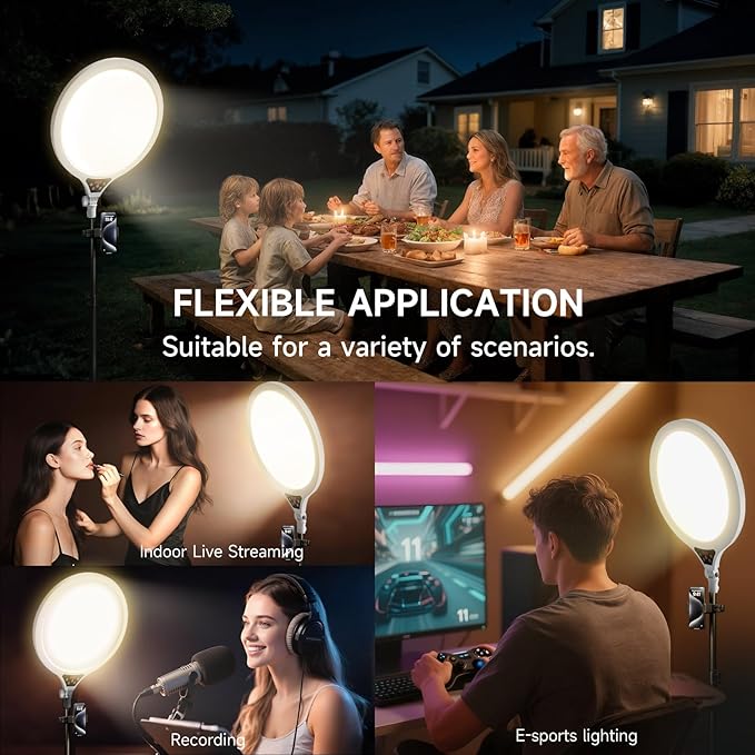 Ring Light Tripod for iPhone, 14" Selfie Ring Light with 63" Tripod Stand and Phone Holder, Professional LED Ringlight for Video Recording, Streaming, Photography, Makeup, Barber, TikTok White