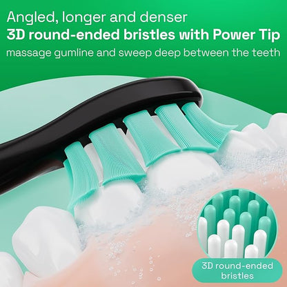 Brushmo Plaque Control Replacement Toothbrush Heads, Compatible with Philips Sonicare Click-on Electric Toothbrush Handles, 8 Standard Replacement Heads, SoftDuPont Bristles, BM928bk, Black