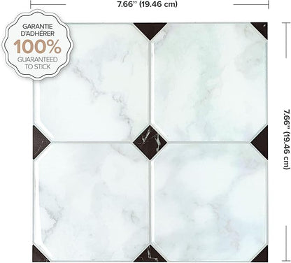 SMART TILES Peel and Stick Backsplash - 5 Sheets of 7,75" x 7,75" - 3D Adhesive Peel and Stick Tile Backsplash for Kitchen, Bathroom, Wall Tile, Checkered