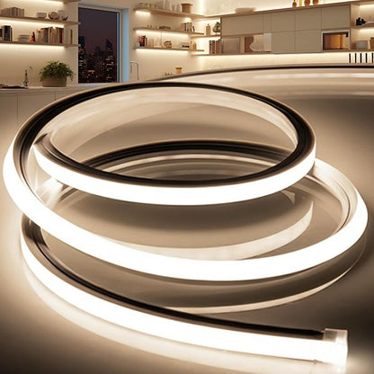 VOEWT LED Strip Lights Neutral White 4000K,9.8ft 110-120V Neon Rope Lights,Flexible Silicone Outdoor Waterproof Neon Strip Lights for Bedroom,Mirror,Kitchen Cabinet, Living Room,Halloween Decor
