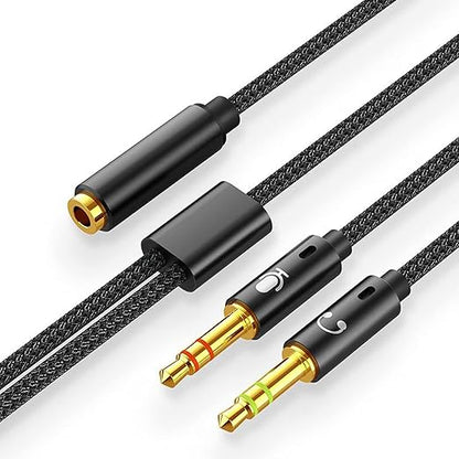 HIEbee 2 in 1 3.5mm Headphone Splitter Adapter (Microphone + Audio) Female to Male&Male to Female Stereo Jack Y Cable Compatible for PS4,PS5,Nintendo Switch,Phone,Laptop(3 in 1 Pack)