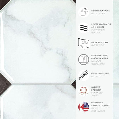 SMART TILES Peel and Stick Backsplash - 5 Sheets of 7,75" x 7,75" - 3D Adhesive Peel and Stick Tile Backsplash for Kitchen, Bathroom, Wall Tile, Checkered