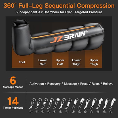 Air Compression Leg Recovery Boots : Dual-Power Sequential Compression System Device with Smart Pressure Sensor - 6 Modes & 14 Positions Foot and Leg Massage for Athletes & Gym (Medium)