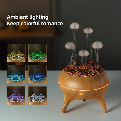 Essential Oil Diffuser 250ML,Jellyfish Diffuser Air Humidifiers Sound Pickup Ultrasonic Aromatherapy Diffuser Remote Control 7 Color Lights for Home Bedroom Office Hotel(Wood Color)
