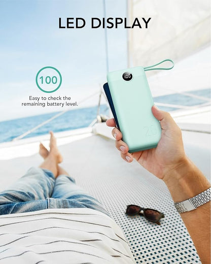 VRURC Portable Charger 20000mAh, Built-in Cables Fast Charging Power Bank, PD QC 3.0 Travel Essentials Battery Pack, 4 Output & 2 Input Phone Charger for iPhone16 15 14 13 X, Samsung, Android-Green
