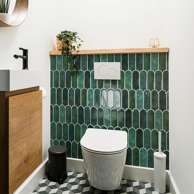 Art3d 12 x 12 Inch Heavy-Duty Peel and Stick Backsplash, Self-adhesive Wall Tiles for Kitchen Bathroom Decor, 10-Pack Dark Green
