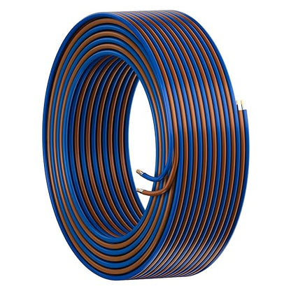 HiFind 16/2 Gauge AWG Car Audio Speaker Wire Cable 25 Ft, Professional Shielded OFC Zipper Wire, Transparent Soft PVC for Automotive Stereo HiFi Home Theater System, Subwoofer, Blue+ Brown