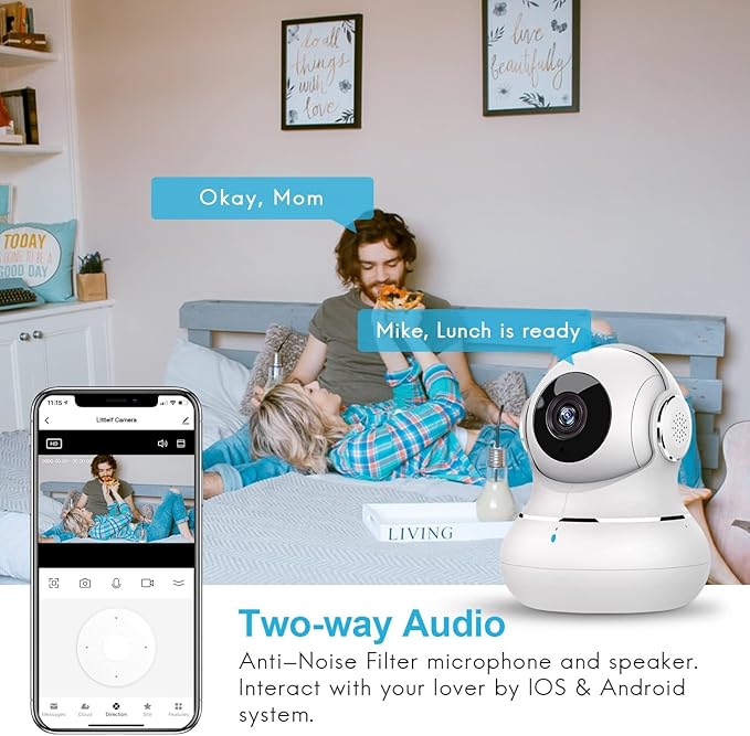 litokam Indoor Security Camera 4 Pack, 360° WiFi Cameras for Home Security, 2K Baby Monitor with Night Vision, Pet Nanny Cam with Motion Detection, 2-Way Audio