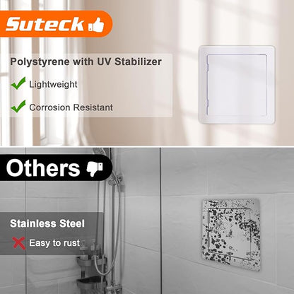Suteck Plastic Access Panel for Drywall Ceiling 12 x 12 Inch Reinforced Plumbing Wall Access Doors Removable Hinged White