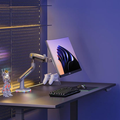NB Gaming Monitor Arm or for 32 to 60 Inches Screen, Load up to 20 kg, VESA 75/100, RGB-Light, Heavy Duty, Multi Angle Adjustable, Premium Aluminum, Lake Blue