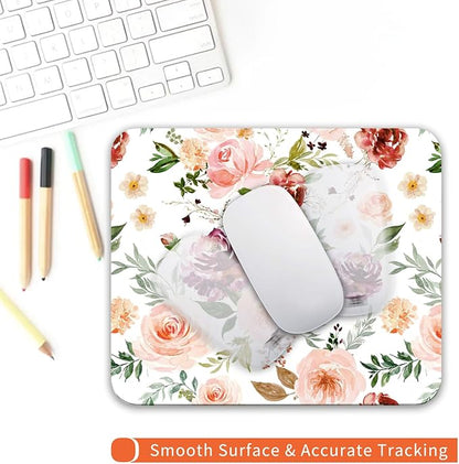 Armanza Square Mouse Pad Pretty Floral,Personalized Premium-Textured Custom Mouse Mat Design,Washable Mousepad Cloth,Non-Slip Rubber Base Computer Mouse Pads for Wireless Mouse