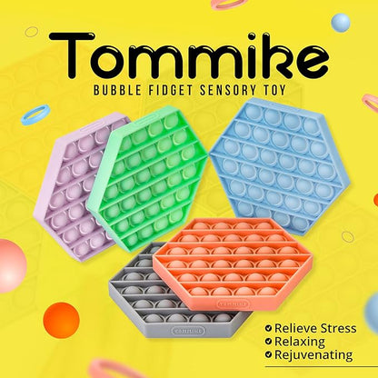 TOMMIKE Hexagon Push Pop Fidget Toy Bubble Sensory for Anxiety & Stress Relief Special Needs Autism Learning Office School Game Crafts Kids Adults (Pastel Lilac)