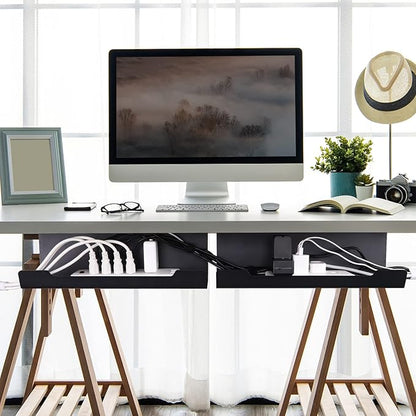 VIDOR Under Desk Cable Management Tray 1-Pack, 17" Cord Organizer, No Drill Alloy Steel, Perfect for Standing Desk, Wire Management for Office Home
