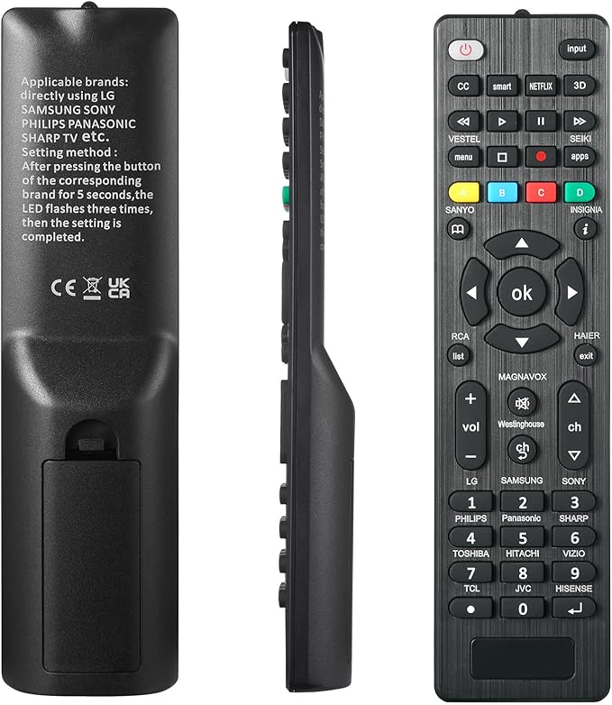 Universal TV Remote Control is Suitable for LED Smart TVS of LG,Samsung,Sony,Philips,Panasonic,Sharp,Toshiba,Hitachi,VIZIO,TCL,JVC,Hisense and Other Brands (1pack)