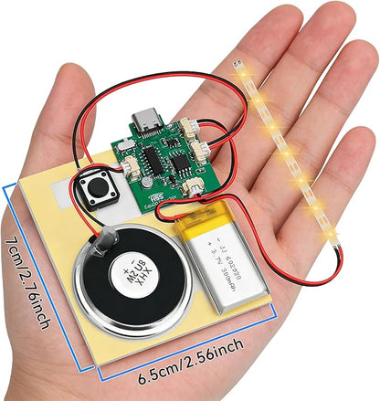 1PCS Customize Recording Module with LED Strip DIY Music Voice Recording Module Chip with Speaker,Type-C Cable,Capability16 Minutes Music for Personalized Greetings, Holiday Crafts Cards with Manual